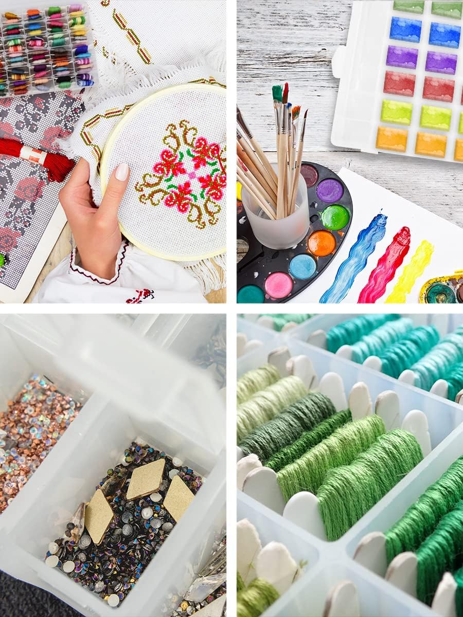 dmc floss fishing box Mandala Crafts Plastic Embroidery Floss Organizer Box with Dividers Bobbin Winder 100 Floss Bobbins 398 Stickers for embroide