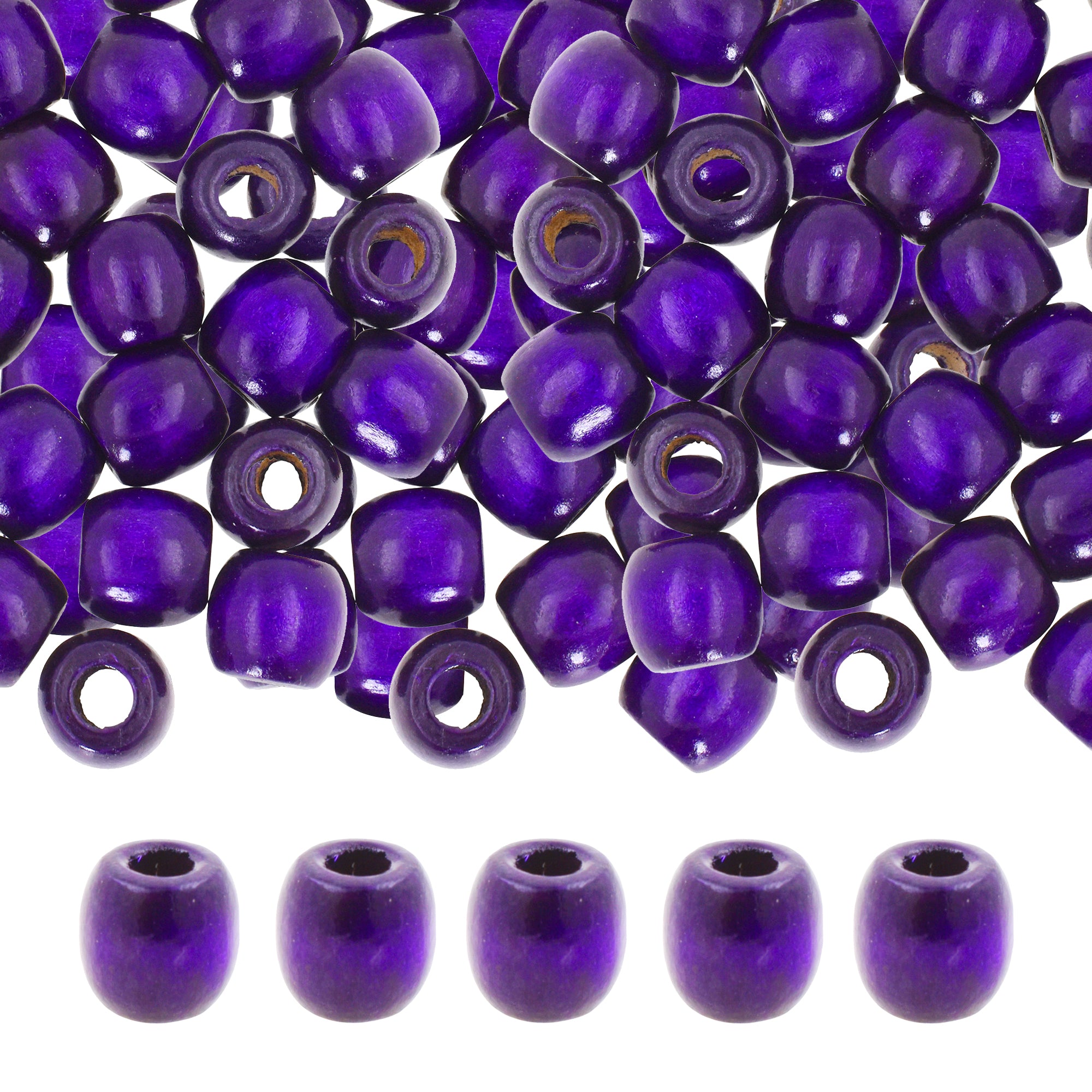 Mandala Crafts Natural Wooden Beads for Crafts Loose Large Hole Wood Beads for Macrame Beads Jewelry Making - Barrel Wood Beads for Hair Beads Braid Dreadlock 17mm 200 PCs