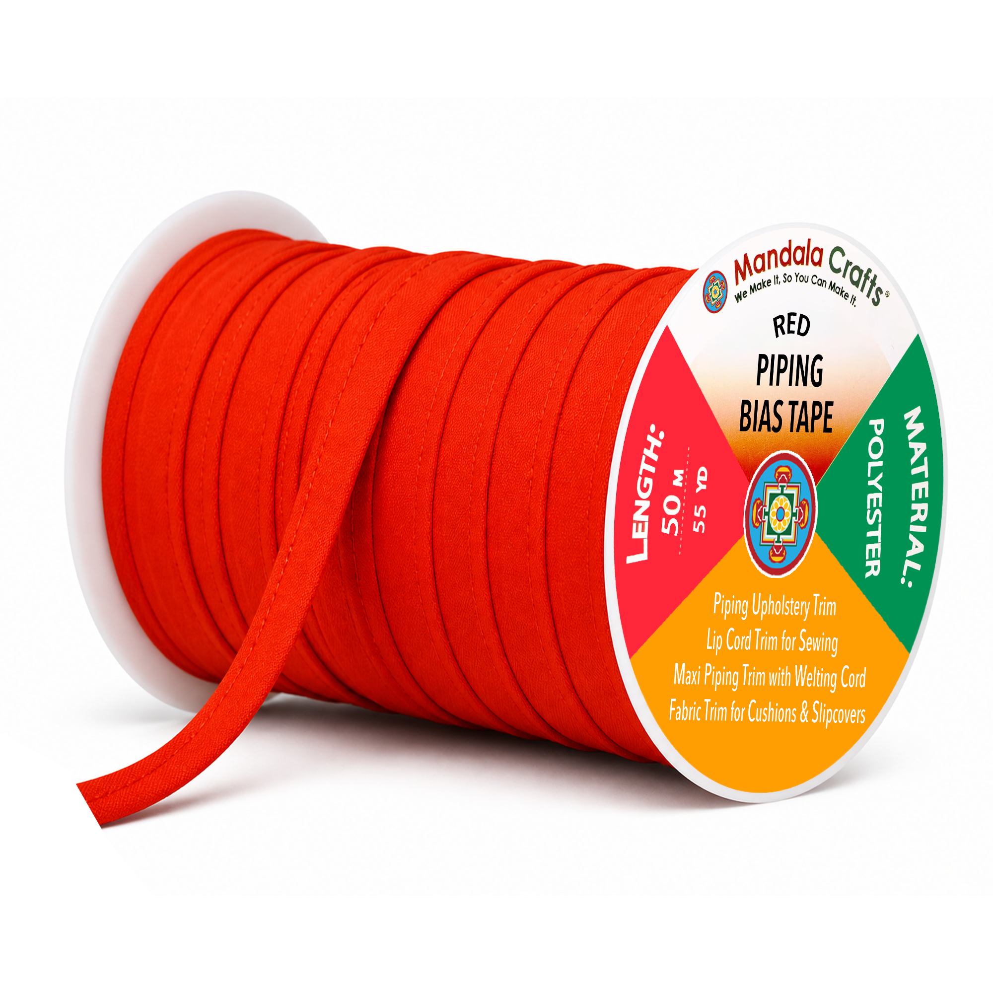 55 Yards Maxi Piping Trim with Welting Cord - 1/2 Inch Maxi Piping Bias Tape for Sewing - Lip Cord Trim by The Yard for Upholstery Trimming