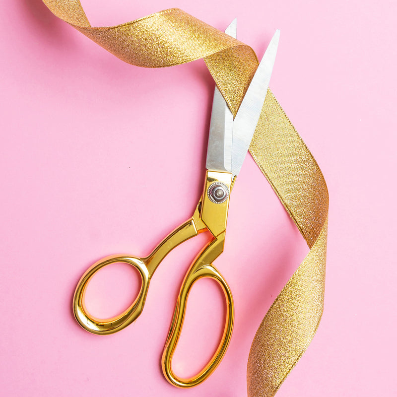 Mandala Crafts Ribbon Cutting Scissors for Ribbon Cutting Ceremony Large Gold Scissors Set Tailor Scissors Heavy Duty Shears with Stainless steel Blade for Fabric Sewing