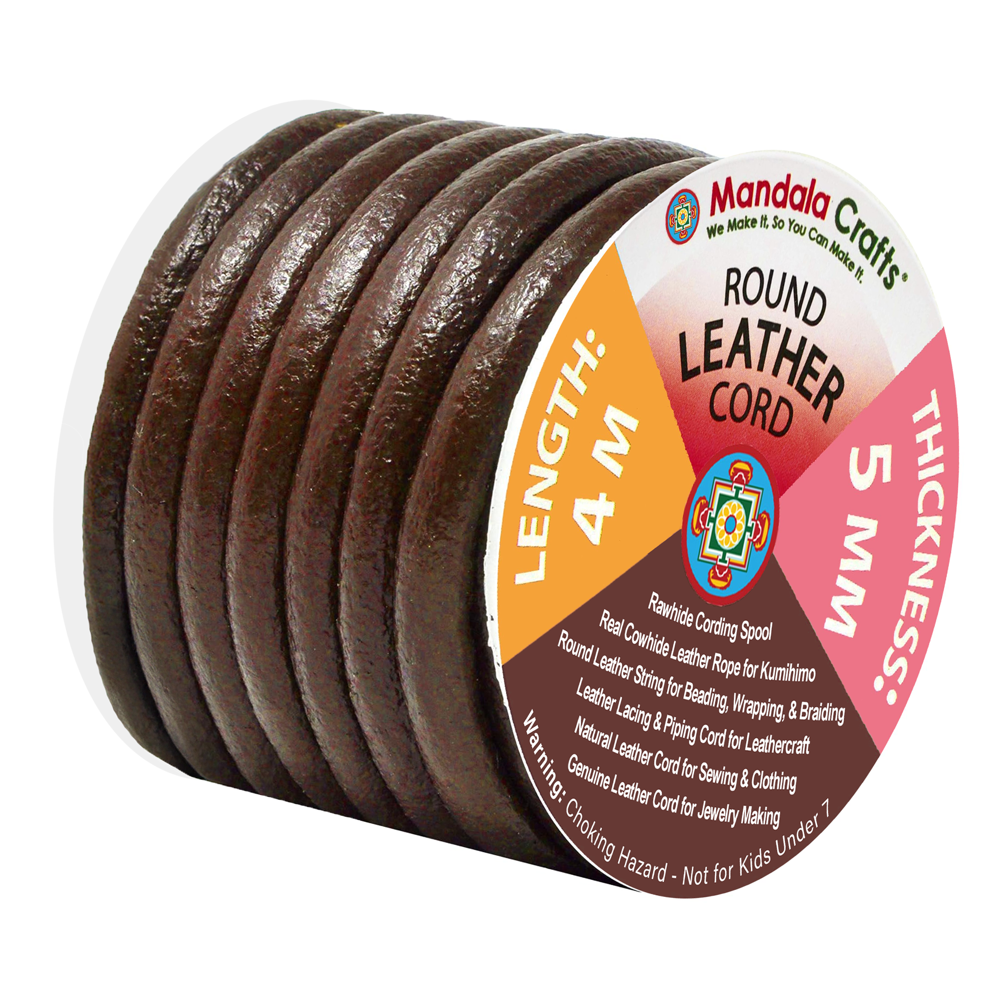 Round Cowhide Genuine Leather String Cord, Natural Rawhide Rope for Jewelry Making, Kumihimo Braiding, Shoelaces