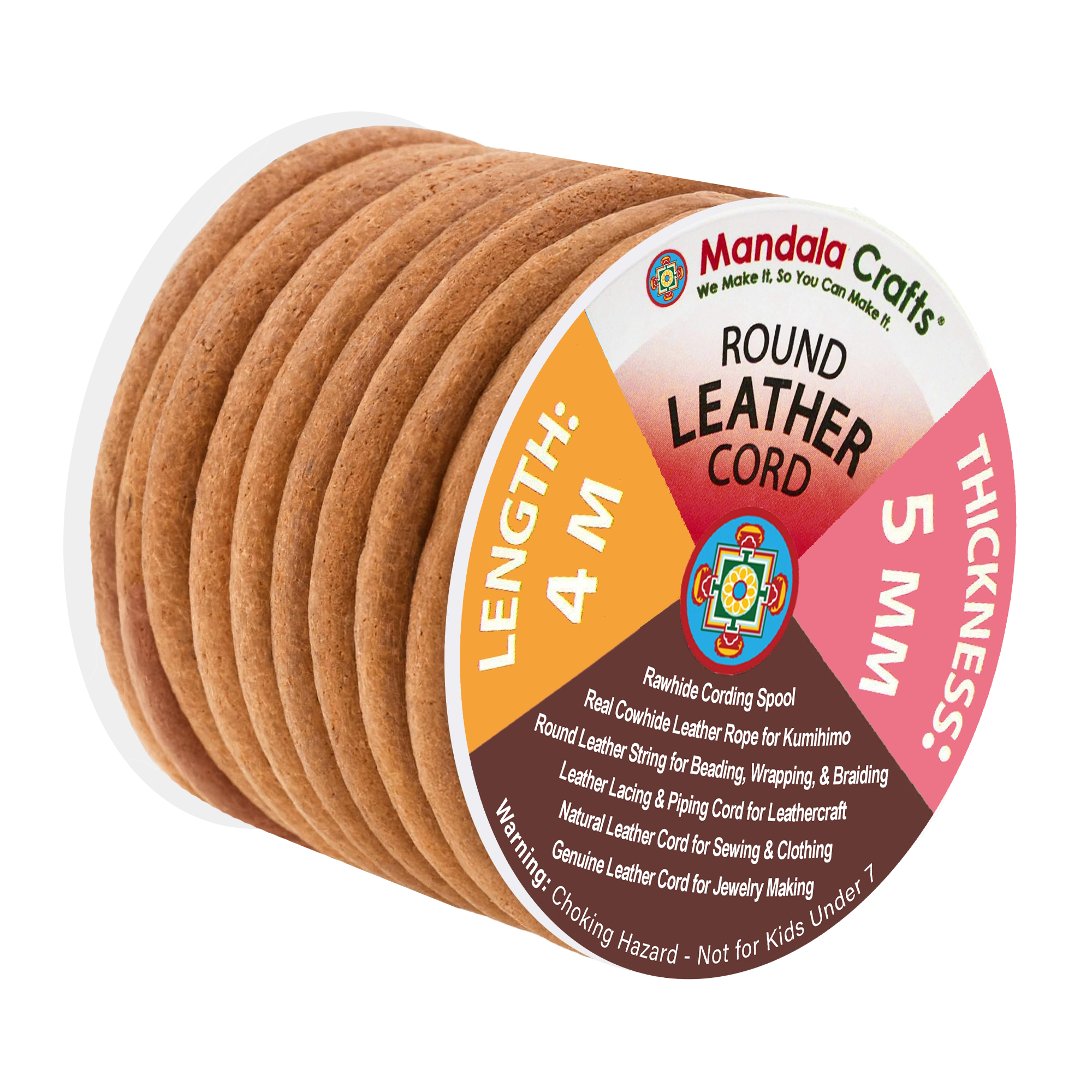 Round Cowhide Genuine Leather String Cord, Natural Rawhide Rope for Jewelry Making, Kumihimo Braiding, Shoelaces