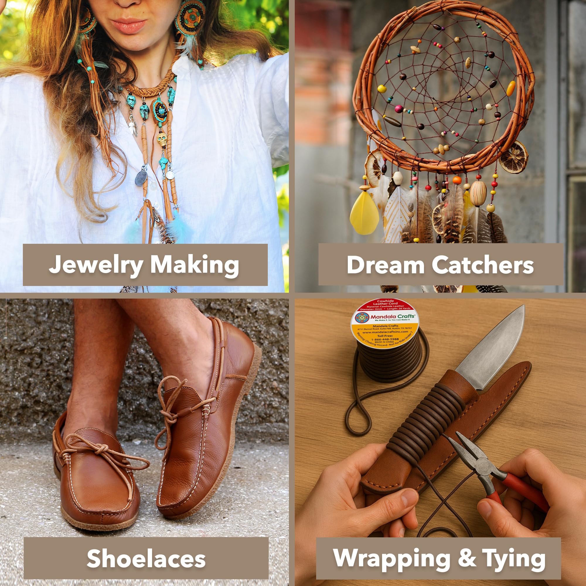 Round Cowhide Genuine Leather String Cord, Natural Rawhide Rope for Jewelry Making, Kumihimo Braiding, Shoelaces