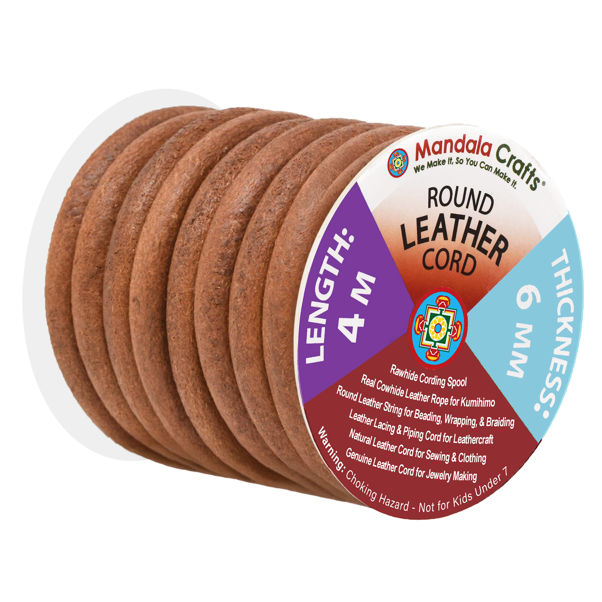 Round Cowhide Genuine Leather String Cord, Natural Rawhide Rope for Jewelry Making, Kumihimo Braiding, Shoelaces