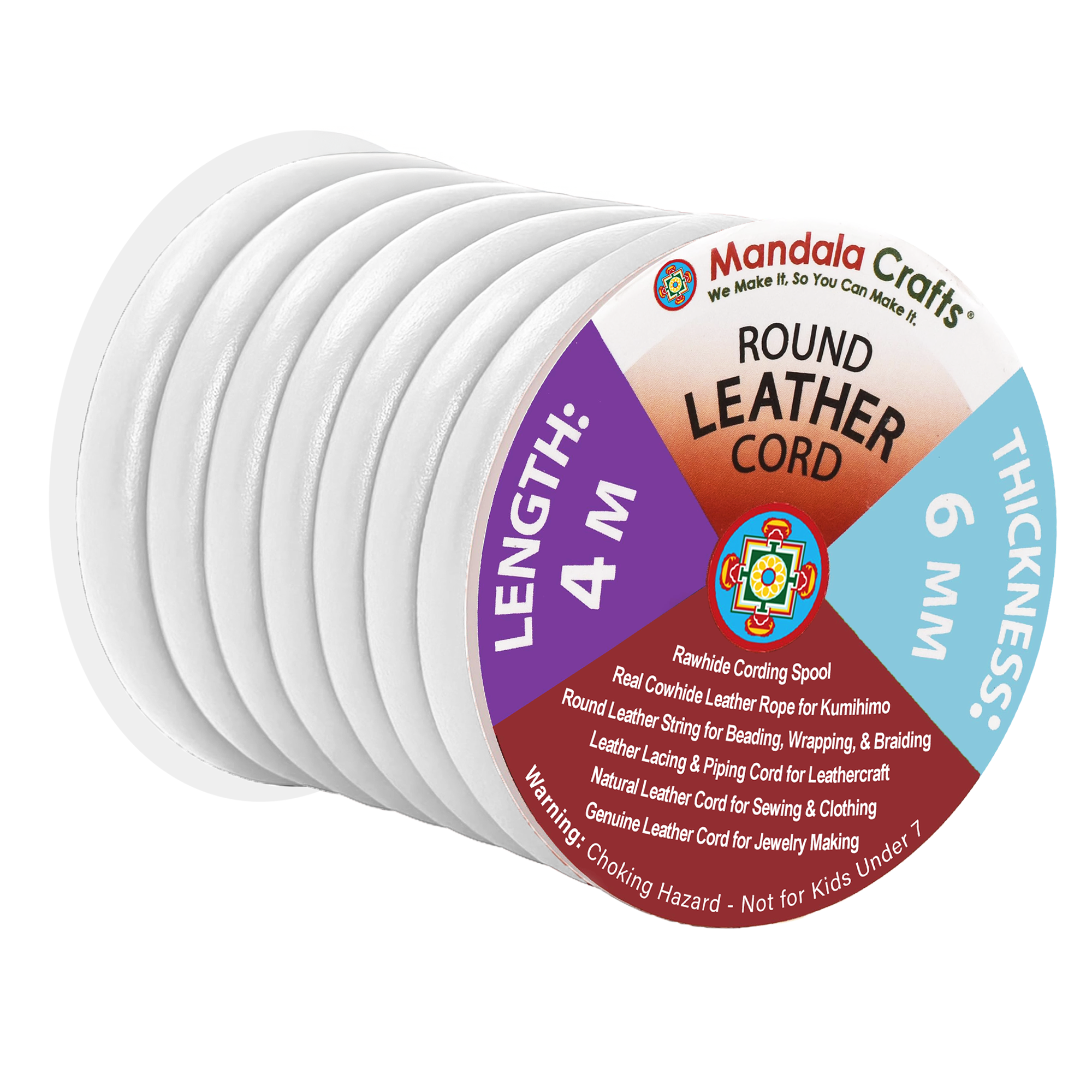 Round Cowhide Genuine Leather String Cord, Natural Rawhide Rope for Jewelry Making, Kumihimo Braiding, Shoelaces