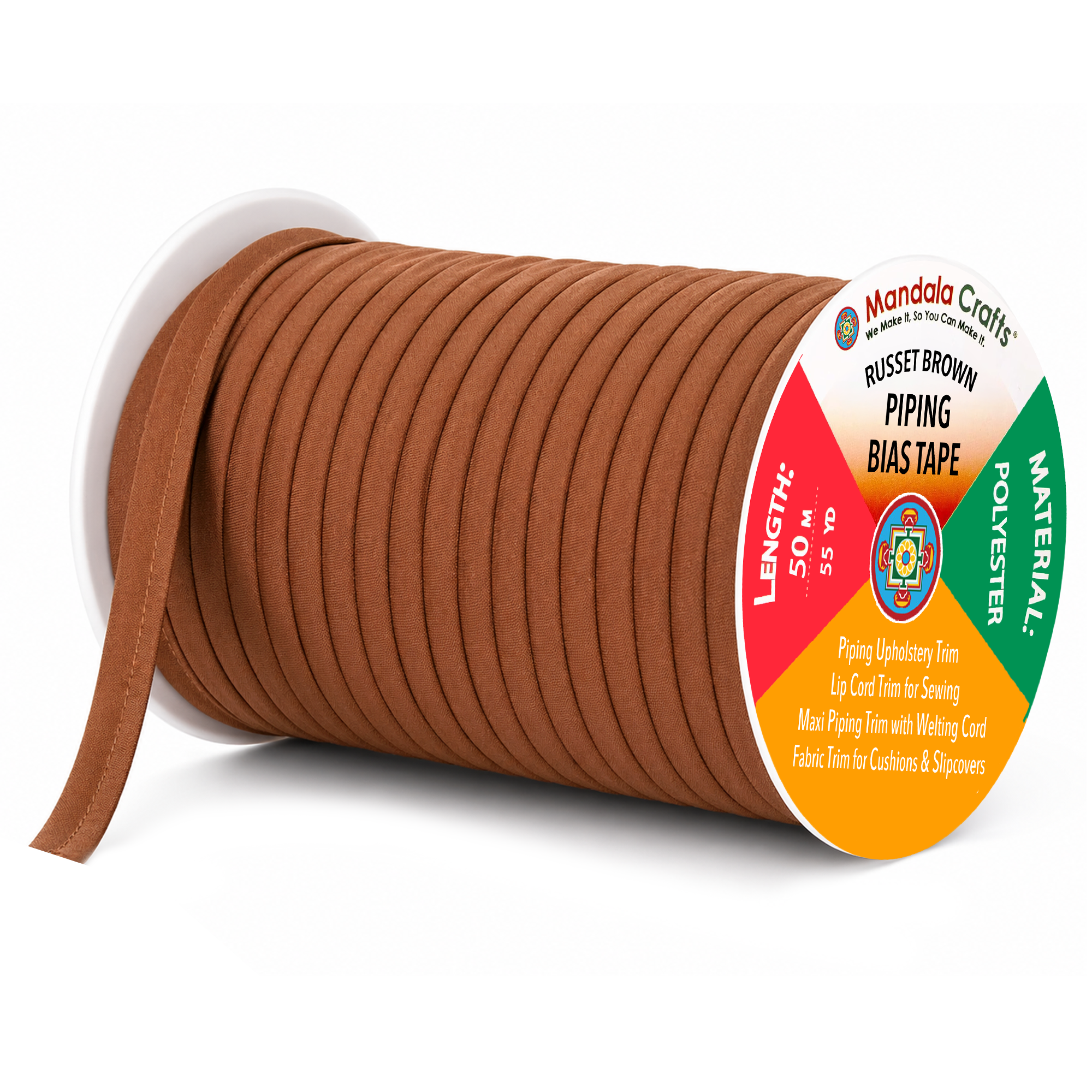 55 Yards Maxi Piping Trim with Welting Cord - 1/2 Inch Maxi Piping Bias Tape for Sewing - Lip Cord Trim by The Yard for Upholstery Trimming