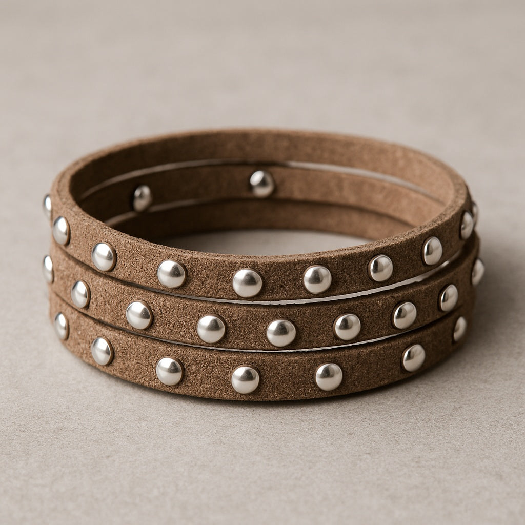 Studded Faux Suede Cord Rope for Jewelry Making - 20 Yards Faux Leather Ribbon - Flat Micro Fiber Leather String Faux Leather Lace with Rivets