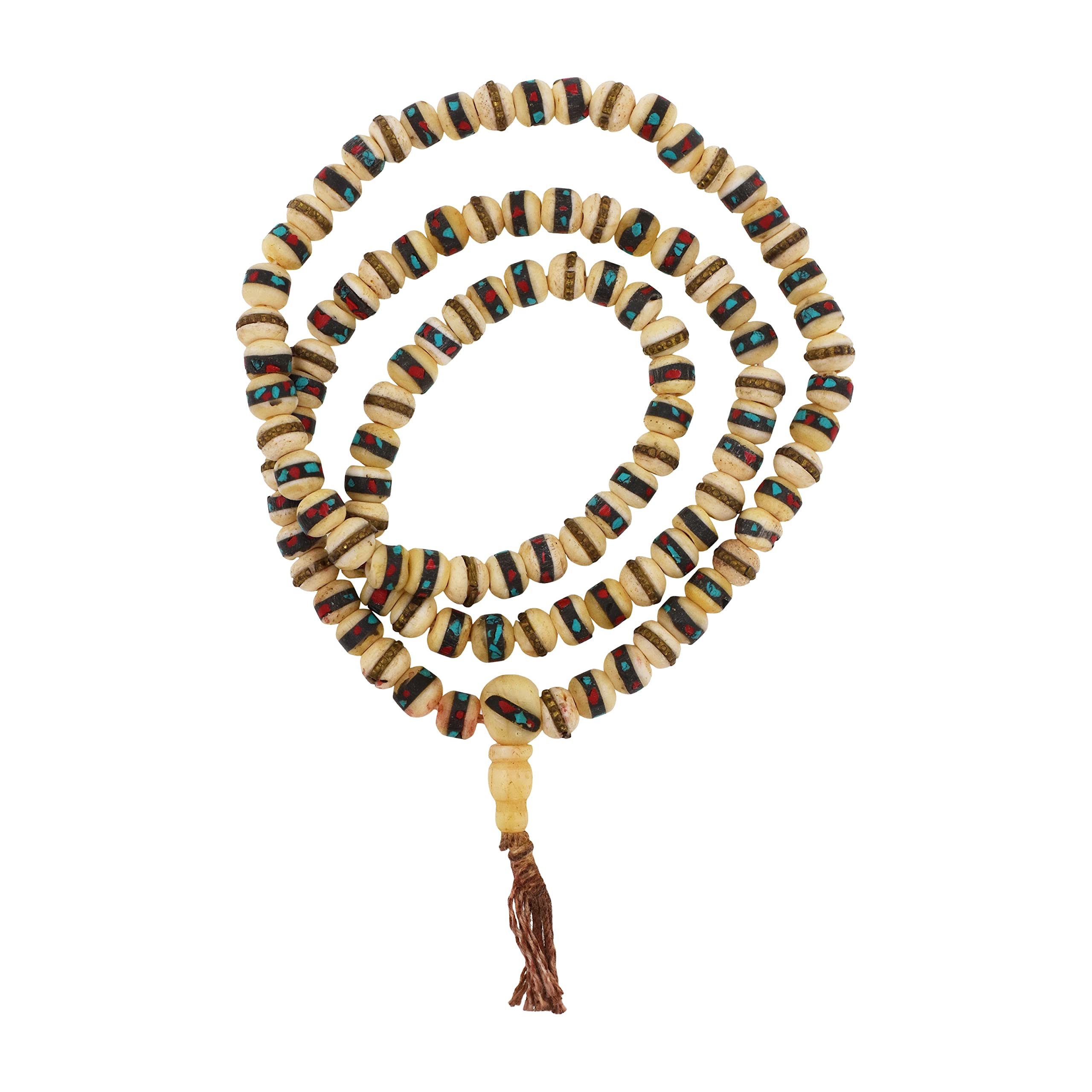 Mandala Crafts 108 Tibetan Buddhist Prayer Beads for Men Women - Yak Bone Mala Beads Necklace for Mala Meditation Beads Yoga Beads