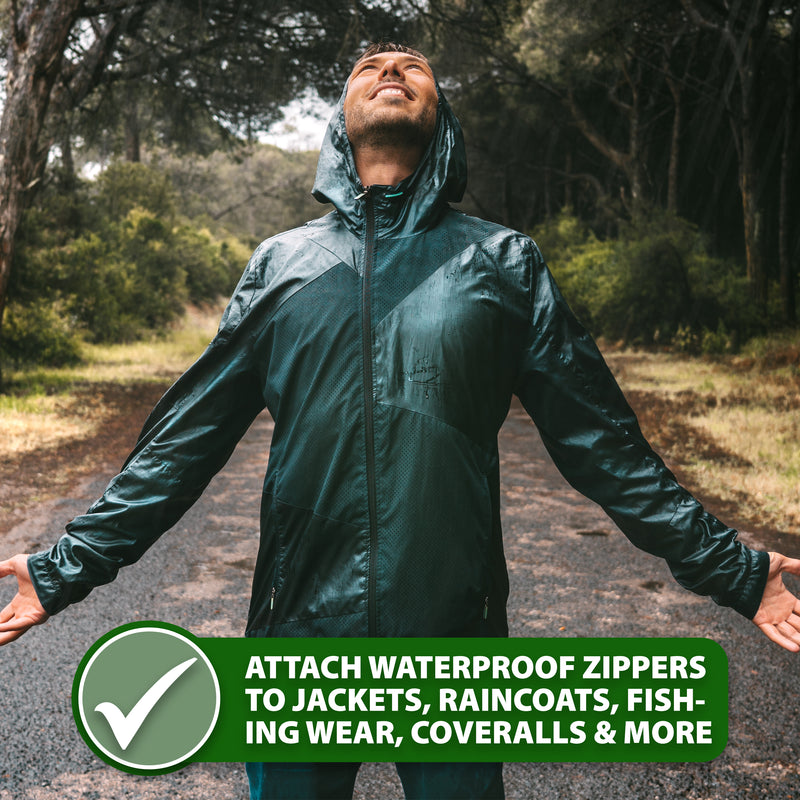 Mandala Crafts 2 PCs Black Waterproof Zipper for Sewing Raincoat Ski Suit Clothing Outdoor Bag - Size 5 PVC Zipper