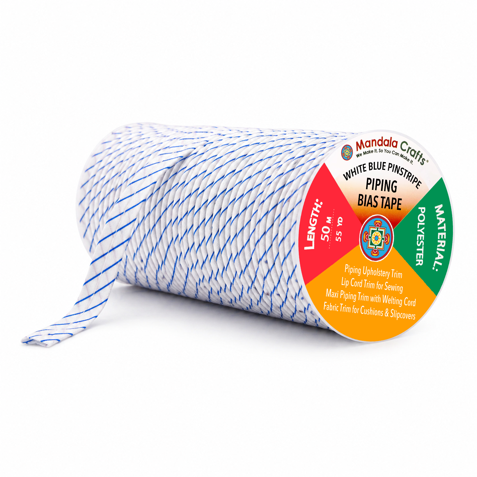 55 Yards Maxi Piping Trim with Welting Cord - 1/2 Inch Maxi Piping Bias Tape for Sewing - Lip Cord Trim by The Yard for Upholstery Trimming