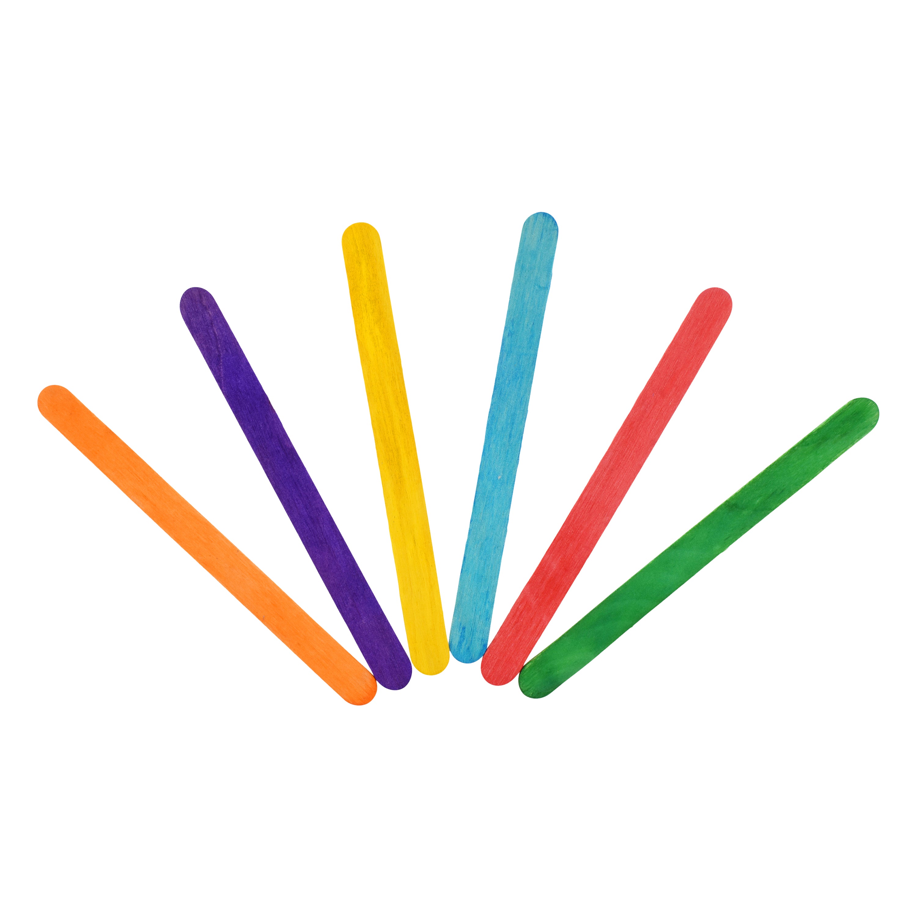 Wooden Craft Sticks, Colored Popsicle Sticks for Crafts, Rainbow 4.5 Inches Jumbo Bulk Pack by Mandala Crafts