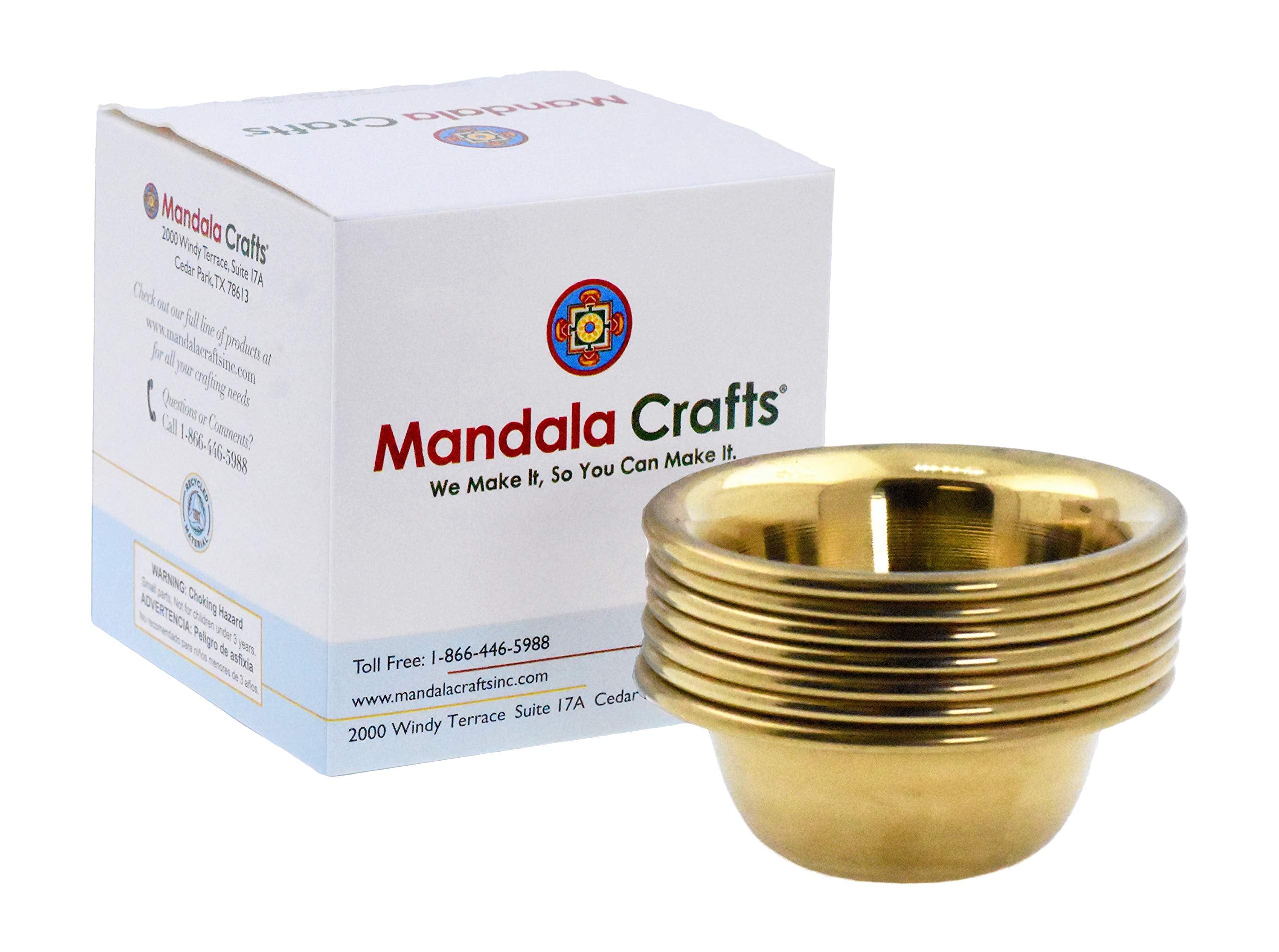 Mandala Crafts Brass Offering Bowl Set of 7 Tibetan Buddhist Alar Supplies for Meditation Yoga Burning Incense Ritual Smudging Decoration 3 Inches