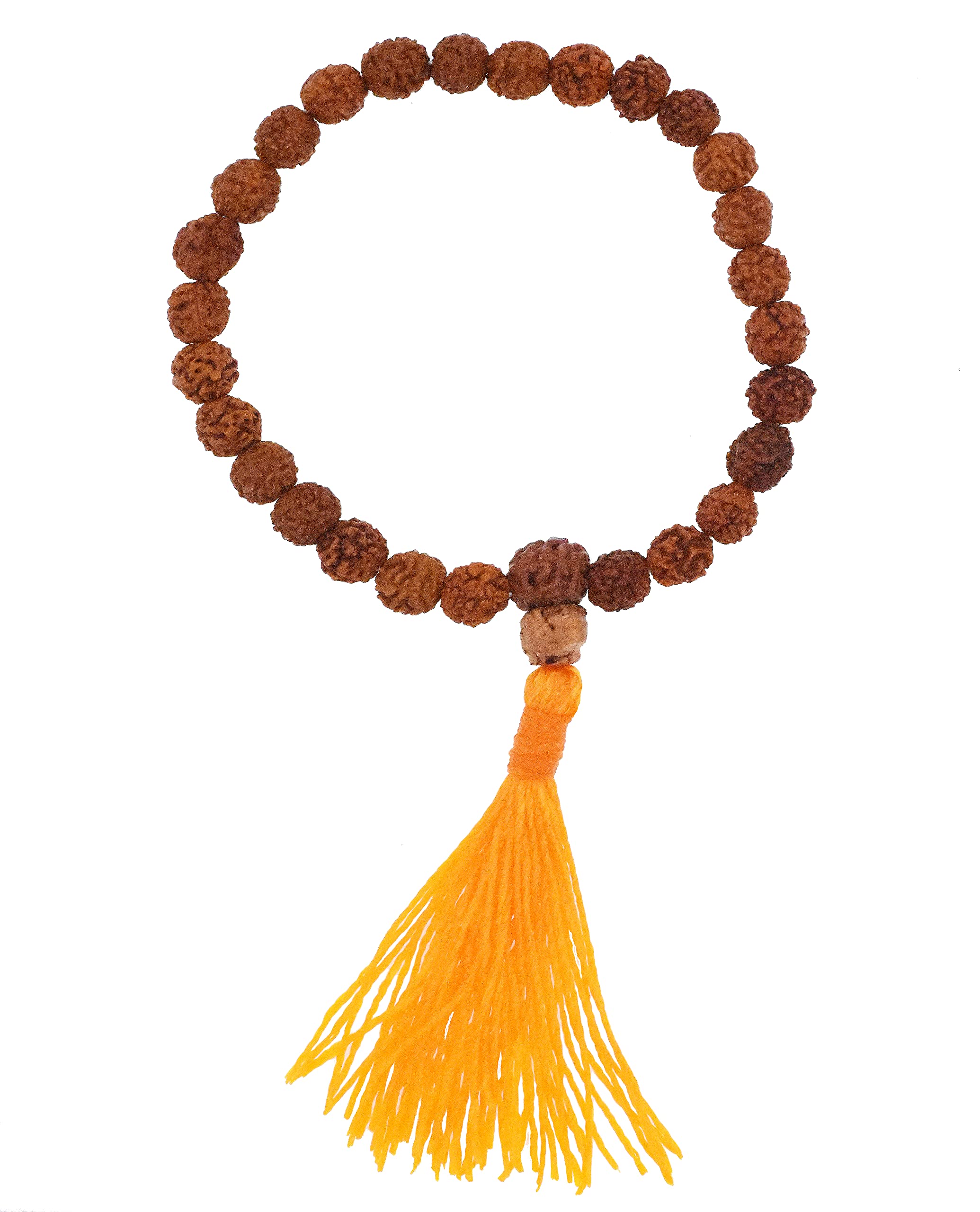 Mandala Crafts Rudraksha Bracelet for Women Men - Rudraksha Mala Bracelet - Rudraksha Beads Bracelet Tibet Beads Rudraksha Wrist Mala Yellow Tassel 8mm