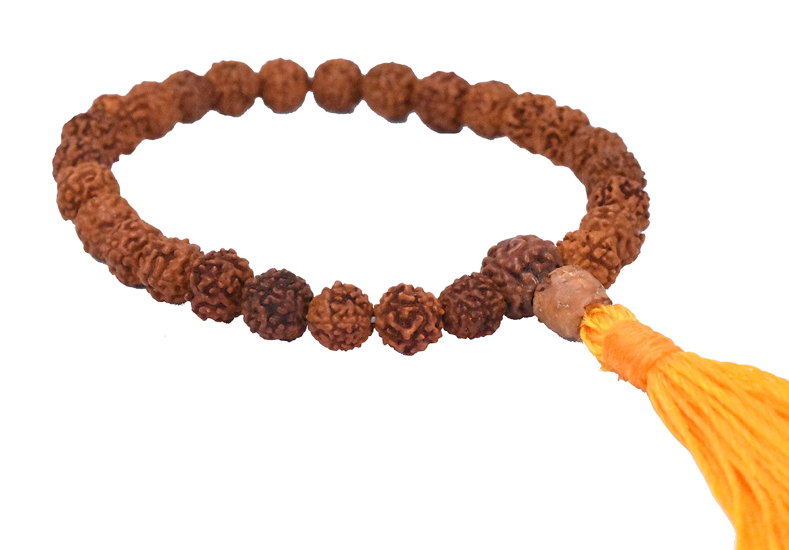 Mandala Crafts Rudraksha Bracelet for Women Men - Rudraksha Mala Bracelet - Rudraksha Beads Bracelet Tibet Beads Rudraksha Wrist Mala Yellow Tassel 8mm