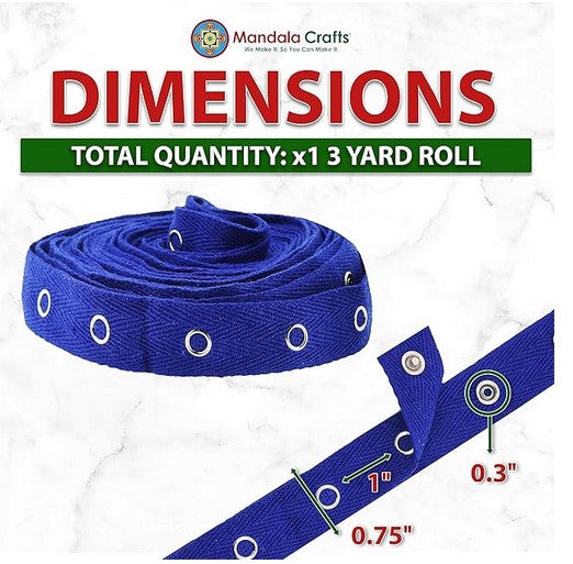 Mandala Crafts Metal Snap Tape for Sewing by Yard - Cotton Snap Button Trim Baby Snaps for Sewing - Fastener Button Strips Snap Tape for Baby Clothes 3 Yards Snap Tape