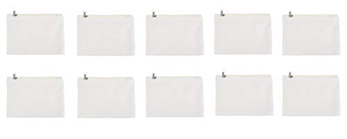 Blank Canvas Zipper Pouches - Cotton Cosmetic Bags for
