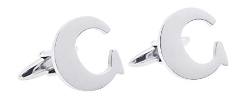 Mandala Crafts Stainless Steel Initial Cufflinks for Men, Alphabet Letter Cuff Links for Gifts (C)