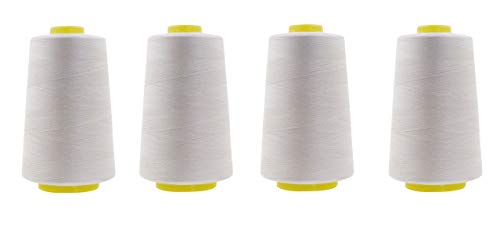 Mandala Crafts All Purpose Sewing Thread Spools - Serger Thread Cones 4  Pack - 20s/2 24000 Yds Denim Polyester Thread for Overlock Sewing Machine