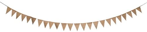 Plain Burlap Banner Flags DIY Burlap Pennant Banners for Birthday, Wedding, Graduation, Baby Shower; 30FT 30 PCs; by Mandala Crafts