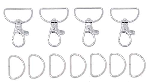 Mandala Crafts Metal Swivel Snap Hook Clasps,Split Key Rings or Silver D Rings for Keychain, Bag, Fob, Lanyard Making