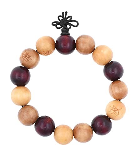 Mala Bracelet Wood Buddhist Prayer Beads for Men Women Mala Wrist Meditation Beads Buddhist Bracelet - Tibetan Prayer Beads Bracelet Red and Natural Wood