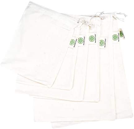 Reusable Produce Bags with Drawstring from Cotton Fabric