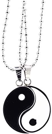 Yin Yang Necklace 2 Piece Set for 2 Best Friends, Girls, Boys, Couples from Stainless Steel