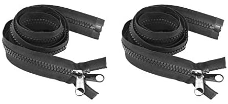 #10 Heavy Duty Zipper  Separating Plastic Zipper with Double Pull Tab Slider for Sewing Sleeping Bag Boat Cover Trampoline Dog Bag Tent by Mandala Crafts 2 PCs (Black, 40 Inches)