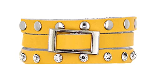 Leather Wrap Bracelets for Women & Teens Rhinestone Metal Studded Wrap Leather Bracelet for Women Girls - Multilayer Leather Bracelet