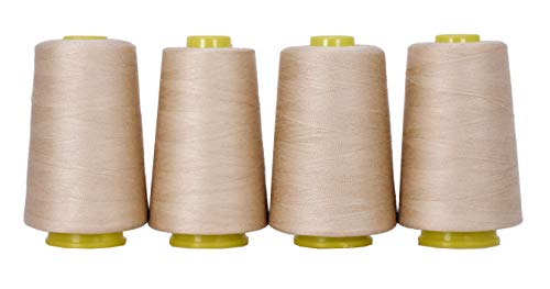 Mandala Crafts All Purpose Sewing Thread Spools - Serger Thread Cones 4 Pack - 40s/2 24000 yds Rust Polyester Thread for Overlock Sewing Machine