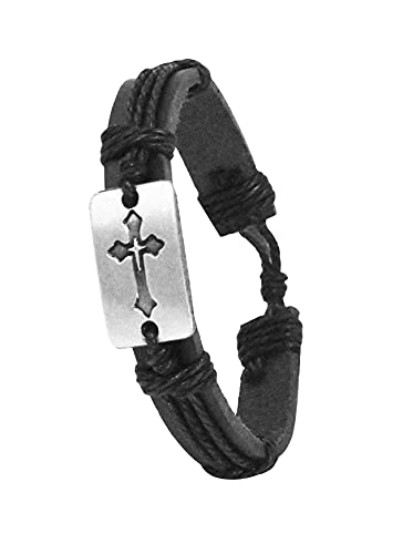 Sideways Cross Bracelet for Men and Women Cross Leather Bracelet for Men Confirmation Gifts for Teenage Boys