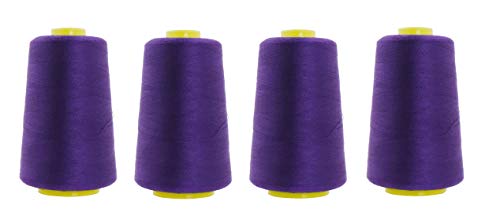Mandala Crafts All Purpose Sewing Thread Spools - Serger Thread Cones 4 Pack - 40s/2 24000 yds Denim Polyester Thread for Overlock Sewing Machine