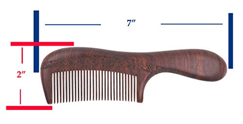 Mandala Crafts Wood Hair Comb for Women and Men; Antistatic and No Snag Hair Pick Brush (Medium, Fine Tooth Natural Rosewood)