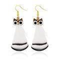 Mudra Crafts Boho Gold Owl Earrings for Women - Bohemian Earrings - Lightweight Feather Dangle Earrings Owl Feather Earrings for Girls