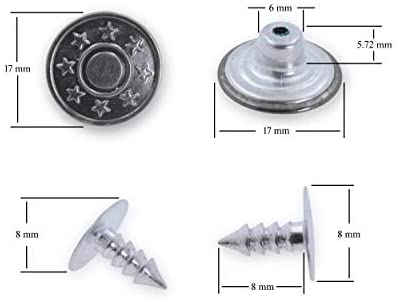 Mandala Crafts Jean Button Replacement Tack Button with Rivet Kit for Jeans Pants Suspenders Jackets Shorts Overalls 17mm 80 Sets
