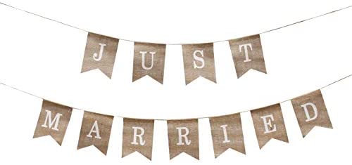 Just Married Burlap Banner