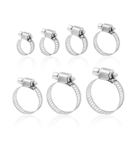 Stainless Steel Hose Clamps Adjustable Worm Gear Assortment - Pipe Clamps for Dryer Vent Radiator