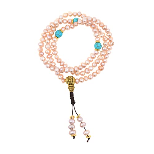 Mandala Crafts Buddhist Prayer Beads 108 Necklace Bracelet - Pearl Prayer Beads for Women - Tibetan Pearl Mala Beads 108 for Yoga Meditation