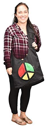 Crossbody Hippie Sling Bag with Rasta Peace Sign 