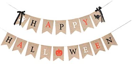 Happy Halloween Banner - Halloween Garland Decorations for Party Indoor Outdoor Office Mantle