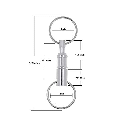 Quick Release Keychain Detachable Split Key Rings Pull Apart Key Clip Connector by Mandala Crafts, Silver