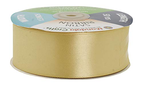 Gold Satin Ribbon 3 Inch 25 Yard Roll for Gift Wrapping, Weddings, Hair,  Dresses, Blanket Edging, Crafts, Bows, Ornaments; by Mandala Crafts 