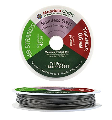 Mandala Crafts Tiger-Tail Beading Wire for Jewelry Making 7 Strand Bead Stringing Wire for Jewelry Making DIY Crafting