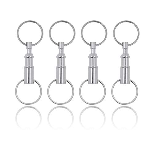 Quick Release Keychain Detachable Split Key Rings Pull Apart Key Clip Connector by Mandala Crafts, Silver