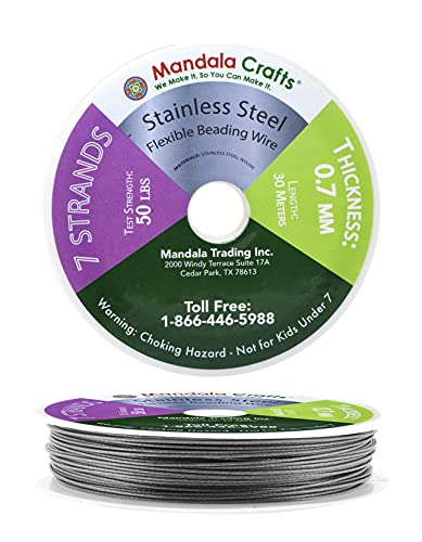 Mandala Crafts Tiger-Tail Beading Wire for Jewelry Making 7 Strand Bead Stringing Wire for Jewelry Making DIY Crafting