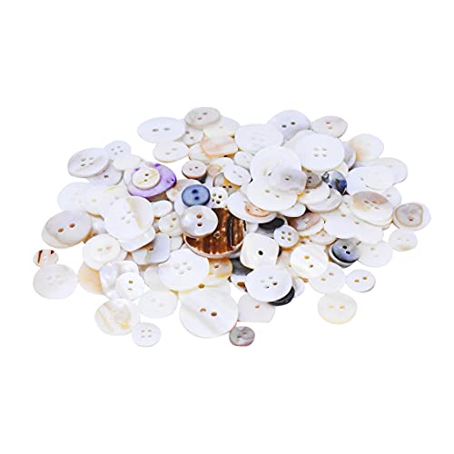 Natural Shell Buttons for Crafts Bulk Mother of Pearl Buttons for Sewing Mixed Seashell Buttons 0.66 LB 300 Grams 650 PCs