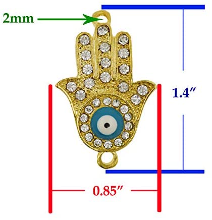 Hamsa Hand Evil Eye Charm Beads, Dimensions