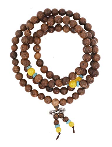 Mandala Crafts Natural Wood Mala Beads Necklace - Japa Mala Beads 108 Necklace - 108 Mala Beads Bracelet Mala Prayer Beads Necklace for Men Women Mala Meditation Beads Wenge Wood