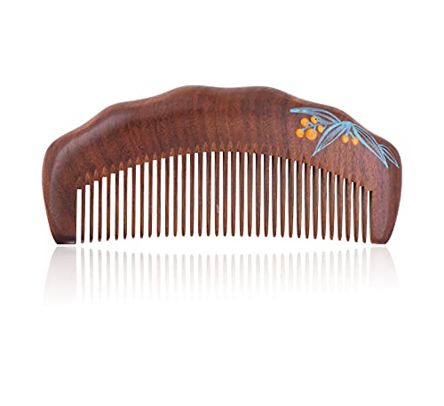 Mandala Crafts Wooden Comb - Anti-Static Wood Comb - Wooden Wide Tooth Hair Comb for Men Women Straight Curly Hair Detangling Beard Rosewood