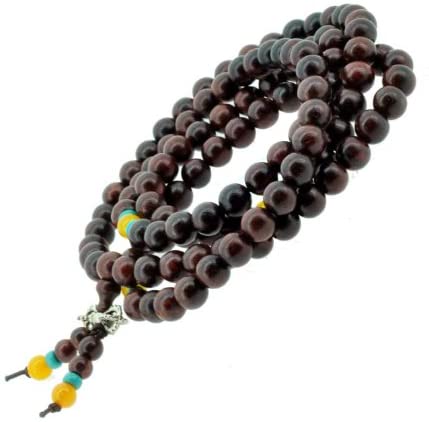 Tibetan 108 Zen Buddhist Wooden Elastic Mala Prayer Beads Necklace 